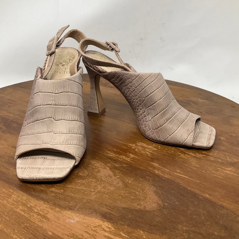 Vince Camuto Releen Slingback Tan Animal Print Heel Sandals Size 5.5